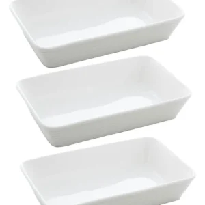 Kit 3 Travessas De Porcelana Assadeiras Retangulares 