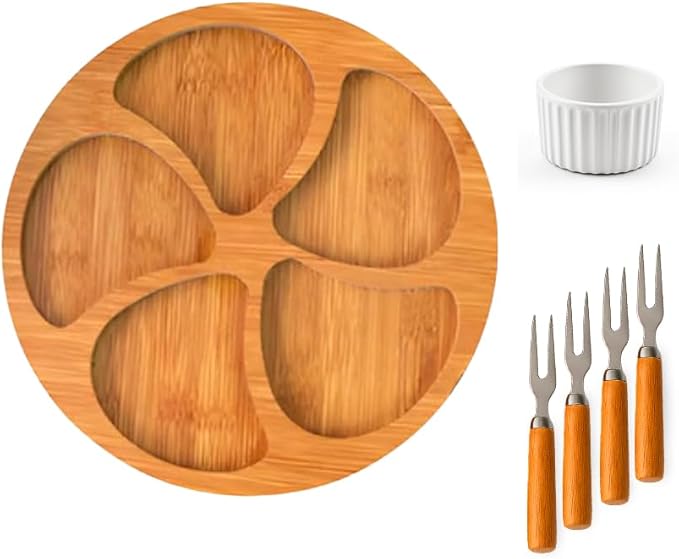 Kit Petisqueira Redonda Bambu