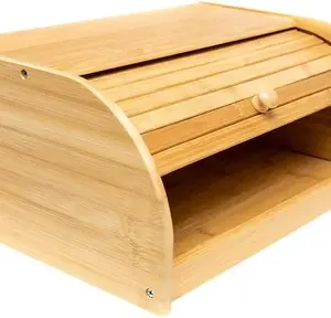 Porta Pães Com Tampa Retrátil de Bambu